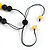 Yellow/ Black Resin Bead Geometric Cotton Cord Necklace - 44cm L - Adjustable up to 50cm L - view 5