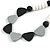 Black/ White/ Grey Resin Bead Geometric Cotton Cord Necklace - 44cm L - Adjustable up to 50cm L - view 3