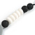 Black/ White/ Grey Resin Bead Geometric Cotton Cord Necklace - 44cm L - Adjustable up to 50cm L - view 5