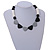 Black/ White/ Grey Resin Bead Geometric Cotton Cord Necklace - 44cm L - Adjustable up to 50cm L - view 2