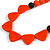 Orange/ Black Resin Bead Geometric Cotton Cord Necklace - 44cm L - Adjustable up to 50cm L - view 3