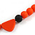 Orange/ Black Resin Bead Geometric Cotton Cord Necklace - 44cm L - Adjustable up to 50cm L - view 4