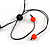 Orange/ Black Resin Bead Geometric Cotton Cord Necklace - 44cm L - Adjustable up to 50cm L - view 5