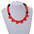 Orange/ Black Resin Bead Geometric Cotton Cord Necklace - 44cm L - Adjustable up to 50cm L - view 2