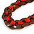 Brown Wood Ring with Red Silk Ribbon Necklace - 49cm L/ 20cm L Ribbon Ext - view 3