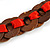 Brown Wood Ring with Red Silk Ribbon Necklace - 49cm L/ 20cm L Ribbon Ext - view 4