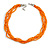 Multistrand Twisted Orange Glass Bead Necklace Silver Tone Closure - 48cm L/ 3cm Ext - view 3