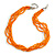 Multistrand Twisted Orange Glass Bead Necklace Silver Tone Closure - 48cm L/ 3cm Ext