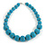 Chunky Light Blue Glass Bead Ball Necklace with Silver Tone Clasp - 60cm L - view 3