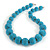 Chunky Light Blue Glass Bead Ball Necklace with Silver Tone Clasp - 60cm L