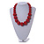 Chunky Red Pink Glass Bead Ball Necklace with Silver Tone Clasp - 60cm L - view 3