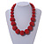 Chunky Red Pink Glass Bead Ball Necklace with Silver Tone Clasp - 60cm L - view 2