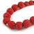 Chunky Red Pink Glass Bead Ball Necklace with Silver Tone Clasp - 60cm L - view 5
