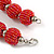 Chunky Red Pink Glass Bead Ball Necklace with Silver Tone Clasp - 60cm L - view 7