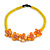 Yellow/ Orange Glass Bead with Shell Floral Motif Necklace - 48cm Long - view 3