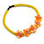 Yellow/ Orange Glass Bead with Shell Floral Motif Necklace - 48cm Long - view 4