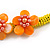 Yellow/ Orange Glass Bead with Shell Floral Motif Necklace - 48cm Long - view 5