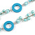 Long Light Blue Pearl, Shell and Resin Ring with Silver Tone Chain Necklace - 104cm Long - view 5