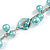 Long Light Blue Pearl, Shell and Resin Ring with Silver Tone Chain Necklace - 104cm Long - view 6