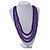 3 Strand Purple Resin Bead Black Cord Necklace - 80cm L - Chunky - view 2