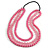 3 Strand Powder Pink Resin Bead Black Cord Necklace - 80cm L - Chunky - view 3