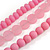 3 Strand Powder Pink Resin Bead Black Cord Necklace - 80cm L - Chunky - view 5