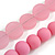 3 Strand Powder Pink Resin Bead Black Cord Necklace - 80cm L - Chunky - view 6