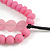 3 Strand Powder Pink Resin Bead Black Cord Necklace - 80cm L - Chunky - view 7