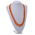 Multistrand Orange Glass Bead Necklace - 70cm Long - view 2