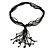 Statement Multistrand Black Glass Bead, Semiprecious Stone Tassel Necklace - 64cm L/ 14cm Tassel - view 3