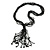 Statement Multistrand Black Glass Bead, Semiprecious Stone Tassel Necklace - 64cm L/ 14cm Tassel