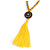 Long Yellow Wood Bead Cotton Tassel Necklace - 90cm L/ 15cm Tassel - view 4