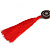 Long Red Wood Bead Cotton Tassel Necklace - 90cm L/ 15cm Tassel - view 6