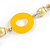 Long Yellow Pearl, Shell and Resin Ring with Silver Tone Chain Necklace - 104cm Long - view 6