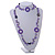 Long Purple Pearl, Shell and Resin Ring with Silver Tone Chain Necklace - 104cm Long - view 2