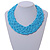 Wide Chunky Light Blue Glass Bead Plaited Necklace - 53cm L - view 2