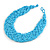 Wide Chunky Light Blue Glass Bead Plaited Necklace - 53cm L - view 4