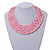 Wide Chunky Pale Pink Glass Bead Plaited Necklace - 53cm L - view 2