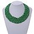 Wide Chunky Apple Green Glass Bead Plaited Necklace - 53cm L - view 2