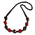 Chunky Dark Red/ Brown/ Black Wooden Bead Necklace - 80cm Long - view 1