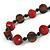 Chunky Dark Red/ Brown/ Black Wooden Bead Necklace - 80cm Long - view 3