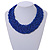 Wide Chunky Blue Glass Bead Plaited Necklace - 53cm L - view 2
