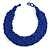 Wide Chunky Blue Glass Bead Plaited Necklace - 53cm L