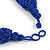 Wide Chunky Blue Glass Bead Plaited Necklace - 53cm L - view 6
