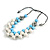 White/ Light Blue/ Grey Resin Beaded Cotton Cord Necklace - 40cm L - Adjustable up to 48cm L - view 4