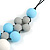 White/ Light Blue/ Grey Resin Beaded Cotton Cord Necklace - 40cm L - Adjustable up to 48cm L - view 6