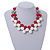 White/ Red/ Grey Resin Beaded Cotton Cord Necklace - 40cm L - Adjustable up to 48cm L - view 2