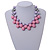 Pastel Pink/ Lavender/ Grey Resin Beaded Cotton Cord Necklace - 40cm L - Adjustable up to 48cm L - view 2
