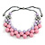 Pastel Pink/ Lavender/ Grey Resin Beaded Cotton Cord Necklace - 40cm L - Adjustable up to 48cm L - view 3
