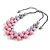 Pastel Pink/ Lavender/ Grey Resin Beaded Cotton Cord Necklace - 40cm L - Adjustable up to 48cm L - view 4